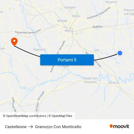 Castelleone to Granozzo Con Monticello map