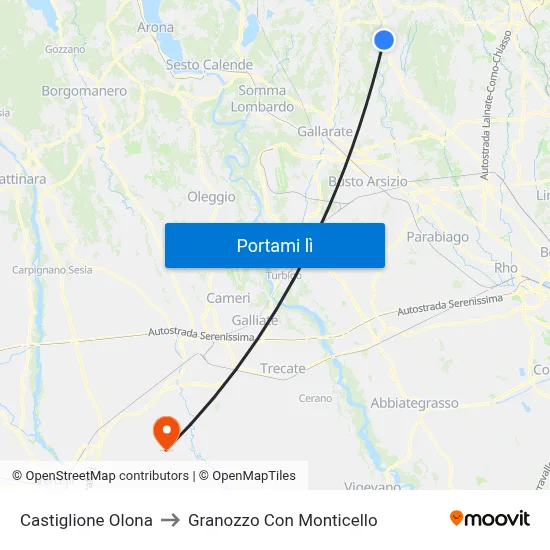 Castiglione Olona to Granozzo Con Monticello map