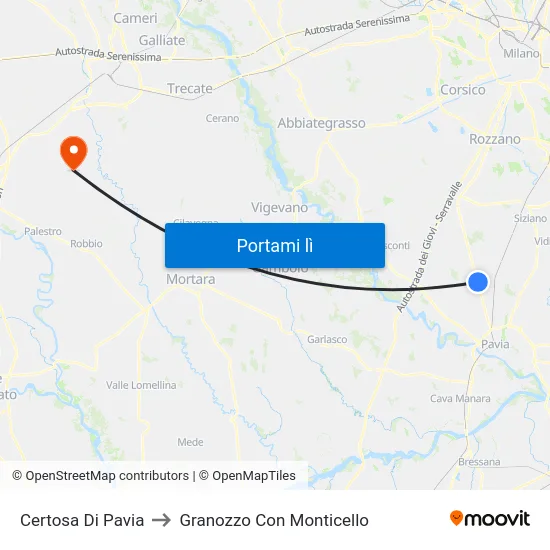 Certosa Di Pavia to Granozzo Con Monticello map