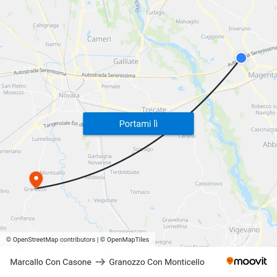 Marcallo Con Casone to Granozzo Con Monticello map