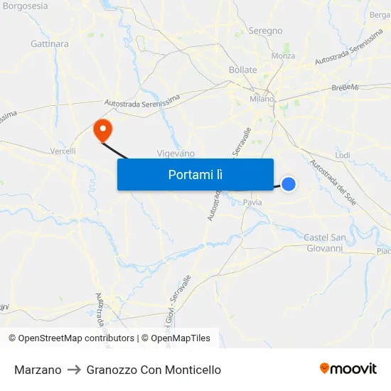 Marzano to Granozzo Con Monticello map