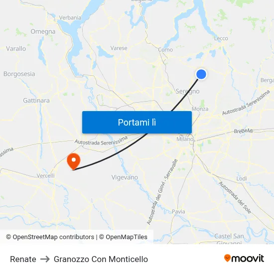 Renate to Granozzo Con Monticello map