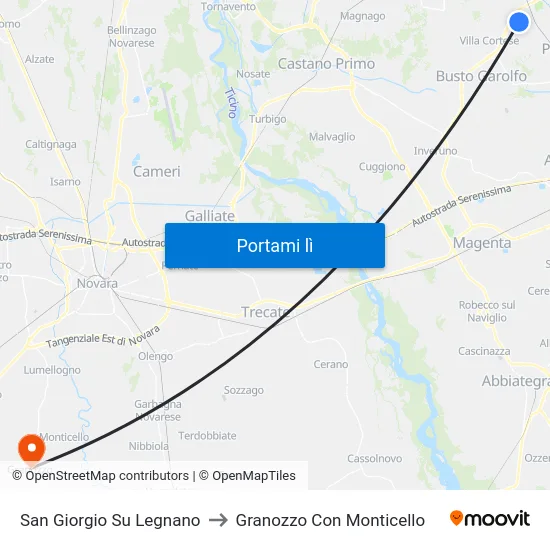 San Giorgio Su Legnano to Granozzo Con Monticello map