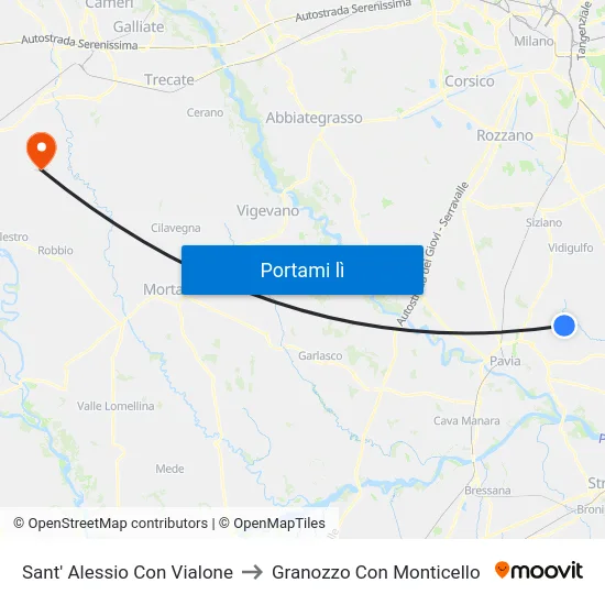 Sant' Alessio Con Vialone to Granozzo Con Monticello map