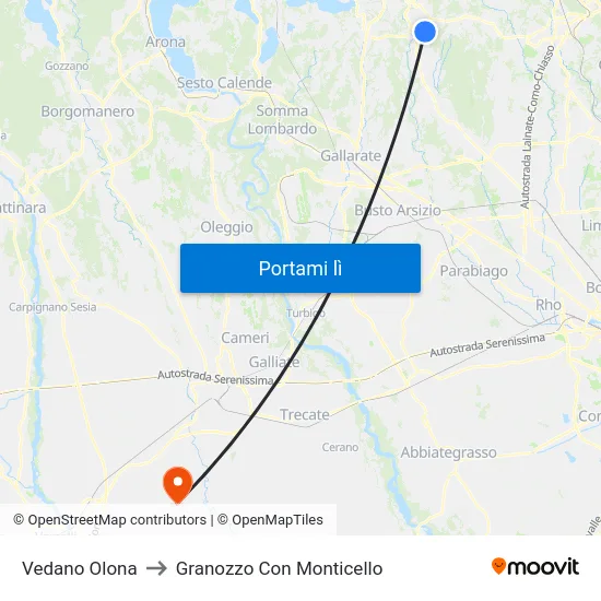 Vedano Olona to Granozzo Con Monticello map