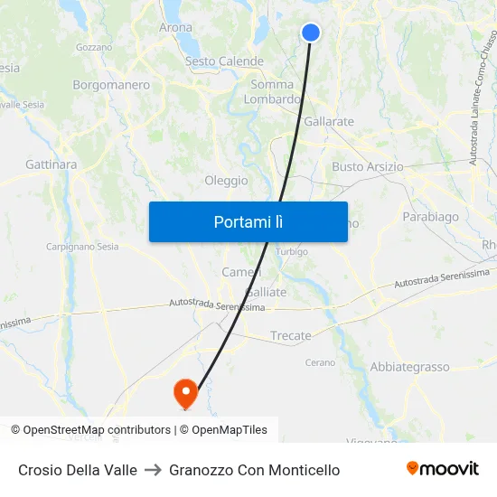 Crosio Della Valle to Granozzo Con Monticello map