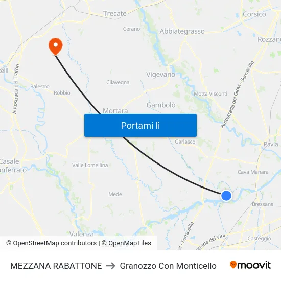 MEZZANA RABATTONE to Granozzo Con Monticello map