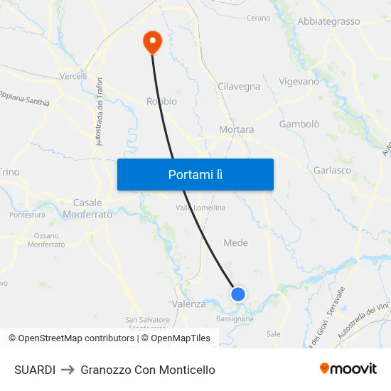SUARDI to Granozzo Con Monticello map
