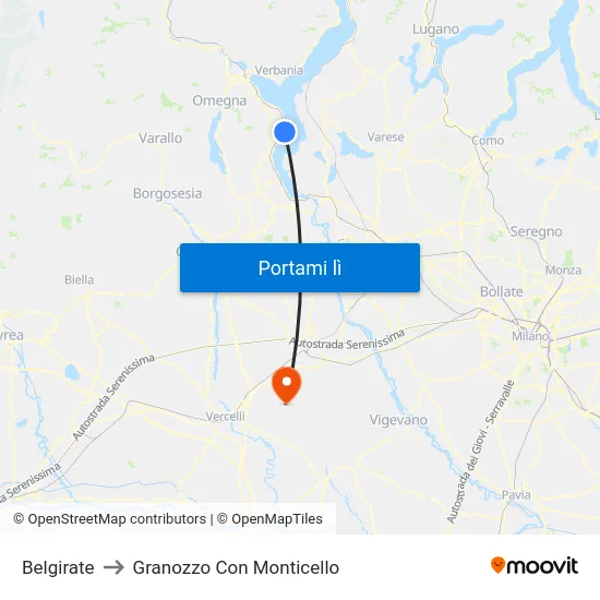 Belgirate to Granozzo Con Monticello map