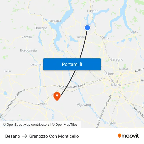Besano to Granozzo Con Monticello map