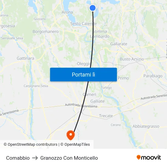 Comabbio to Granozzo Con Monticello map