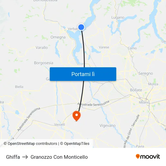 Ghiffa to Granozzo Con Monticello map
