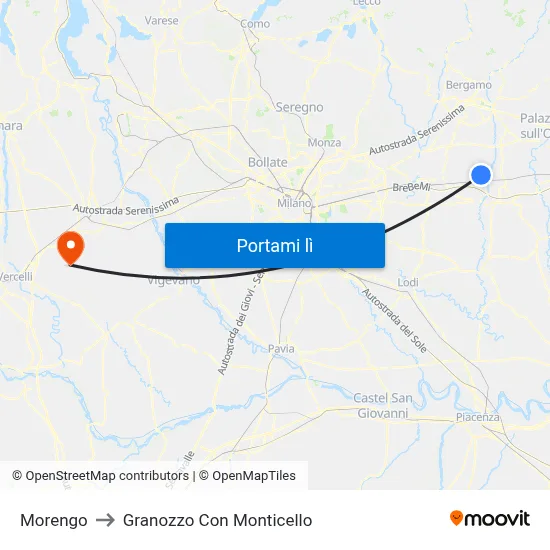 Morengo to Granozzo Con Monticello map