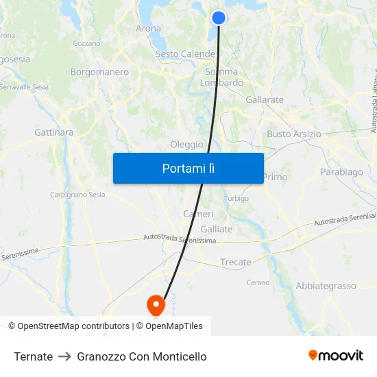 Ternate to Granozzo Con Monticello map