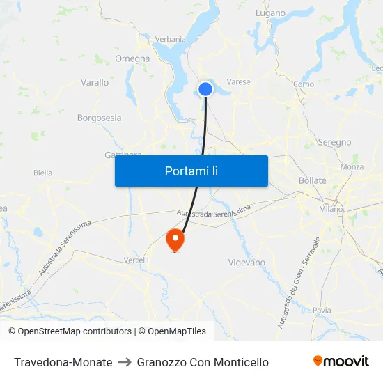 Travedona-Monate to Granozzo Con Monticello map