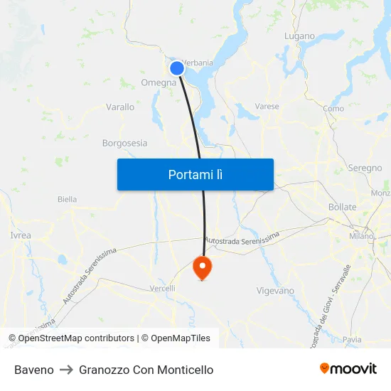 Baveno to Granozzo Con Monticello map