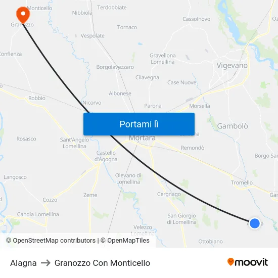 Alagna to Granozzo Con Monticello map