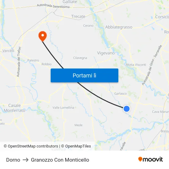 Dorno to Granozzo Con Monticello map