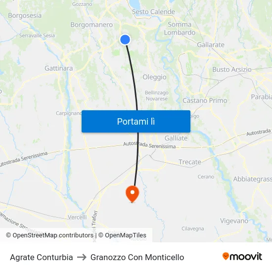 Agrate Conturbia to Granozzo Con Monticello map