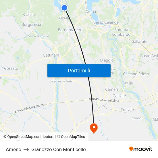 Ameno to Granozzo Con Monticello map