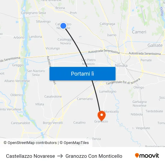 Castellazzo Novarese to Granozzo Con Monticello map
