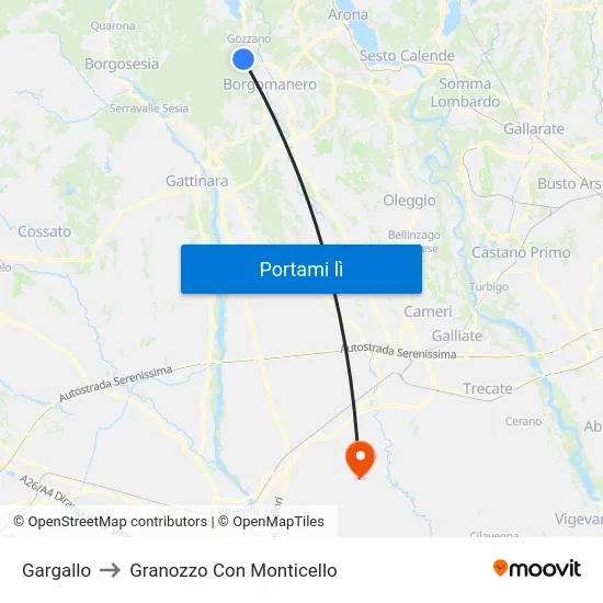 Gargallo to Granozzo Con Monticello map