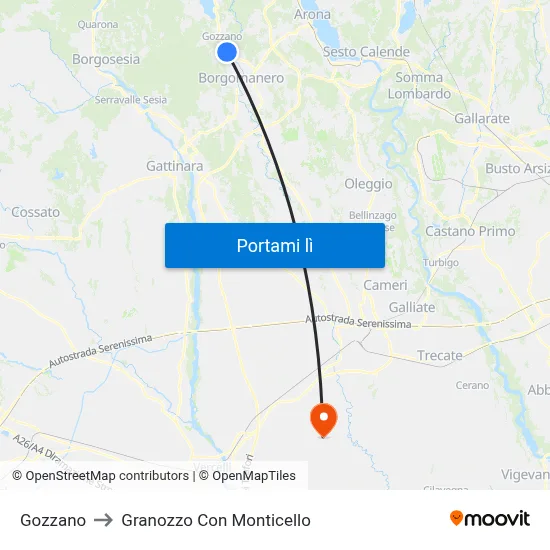 Gozzano to Granozzo Con Monticello map