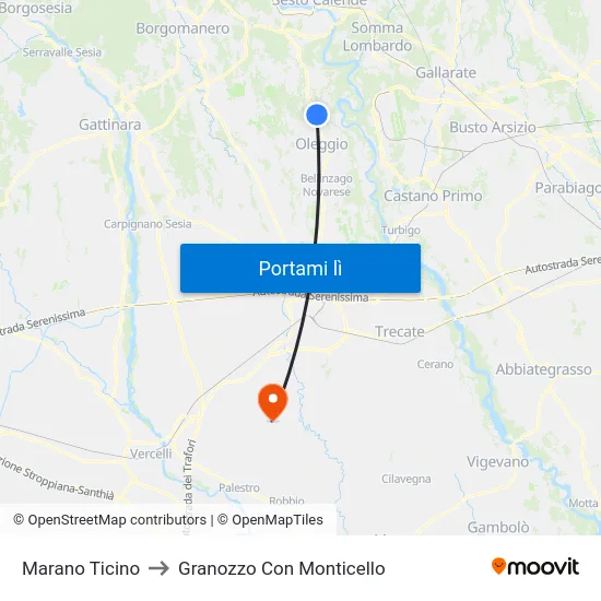 Marano Ticino to Granozzo Con Monticello map