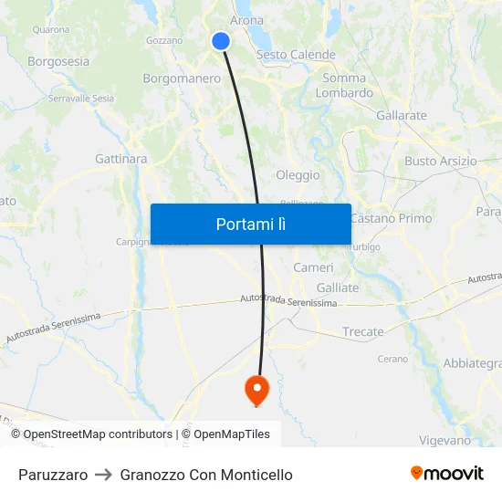 Paruzzaro to Granozzo Con Monticello map