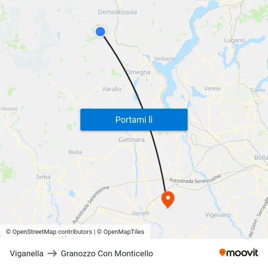 Viganella to Granozzo Con Monticello map