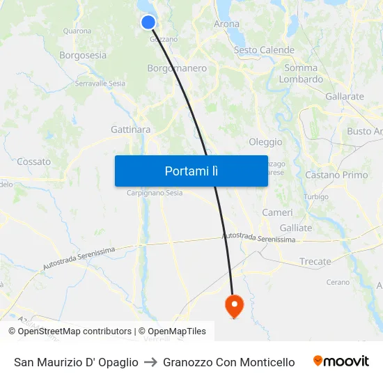 San Maurizio D' Opaglio to Granozzo Con Monticello map