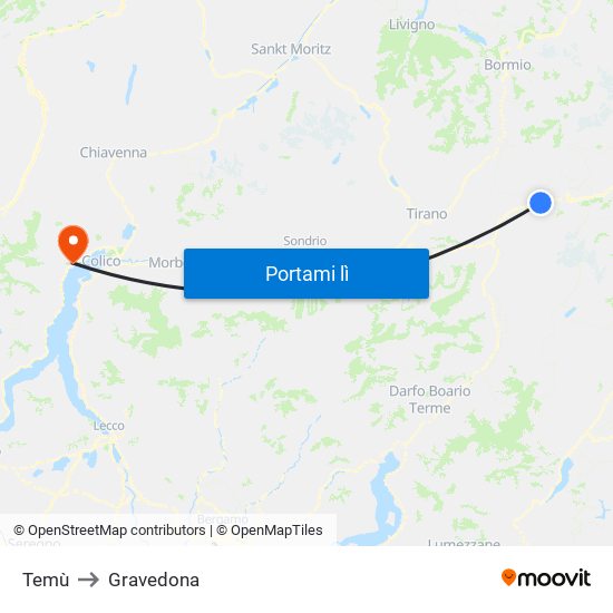Temù to Gravedona map