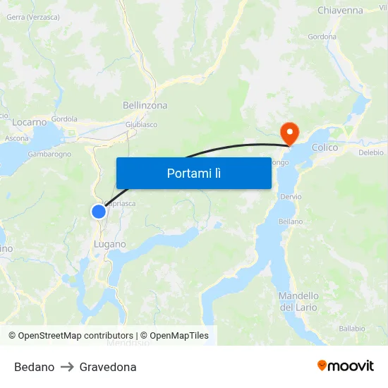 Bedano to Gravedona map