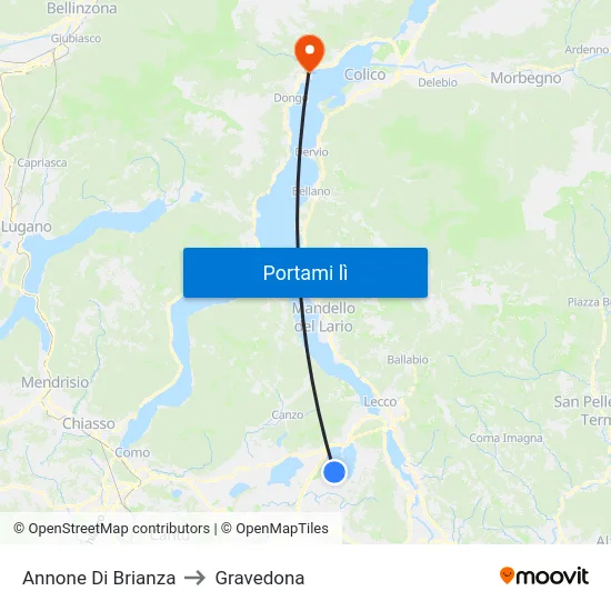 Annone Di Brianza to Gravedona map