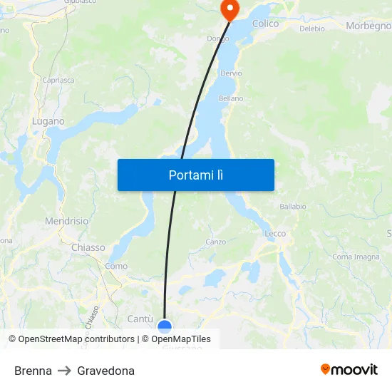 Brenna to Gravedona map