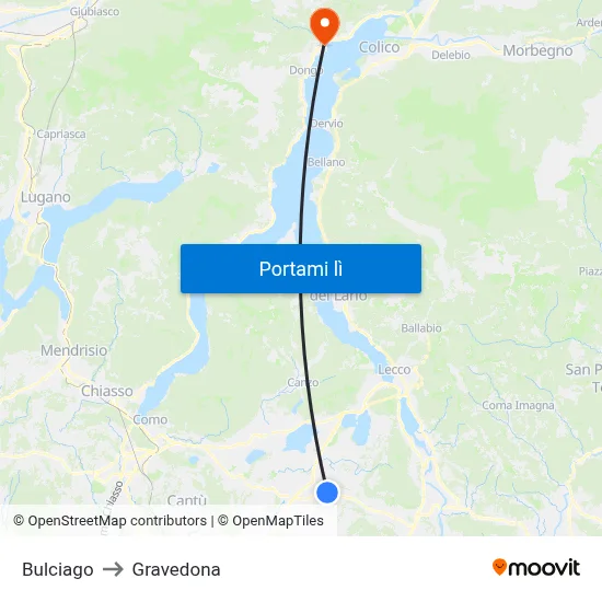 Bulciago to Gravedona map