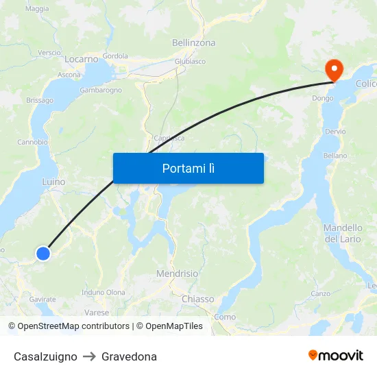Casalzuigno to Gravedona map