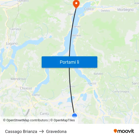 Cassago Brianza to Gravedona map