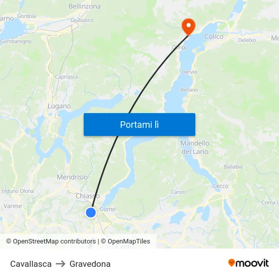Cavallasca to Gravedona map