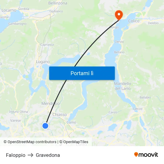 Faloppio to Gravedona map