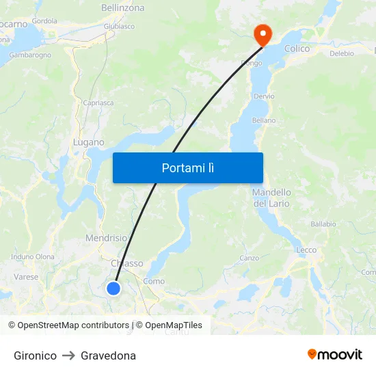 Gironico to Gravedona map