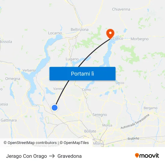 Jerago Con Orago to Gravedona map
