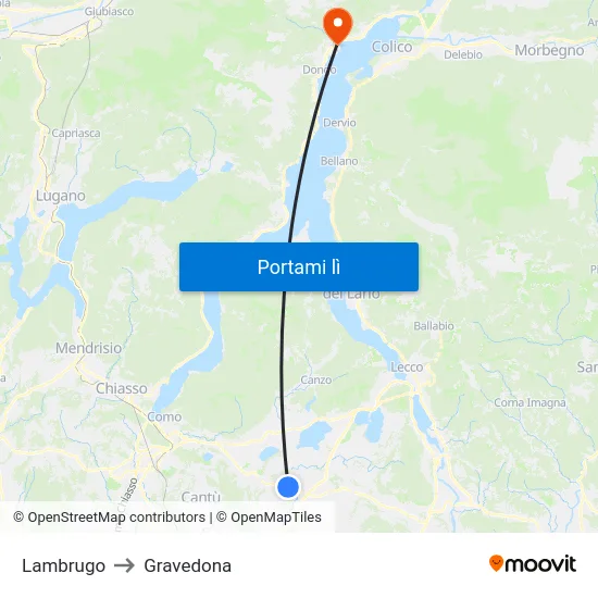 Lambrugo to Gravedona map