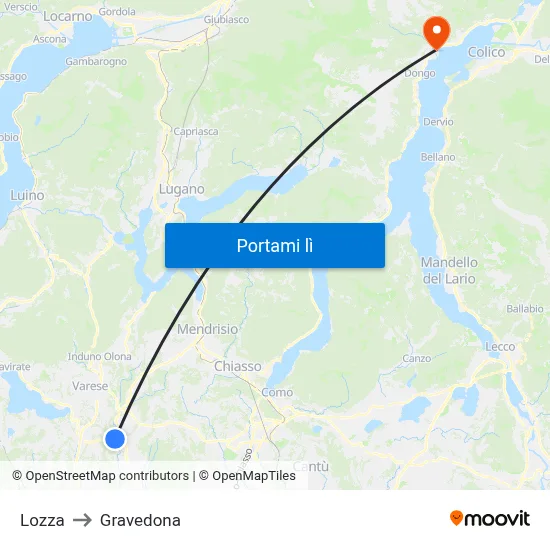 Lozza to Gravedona map