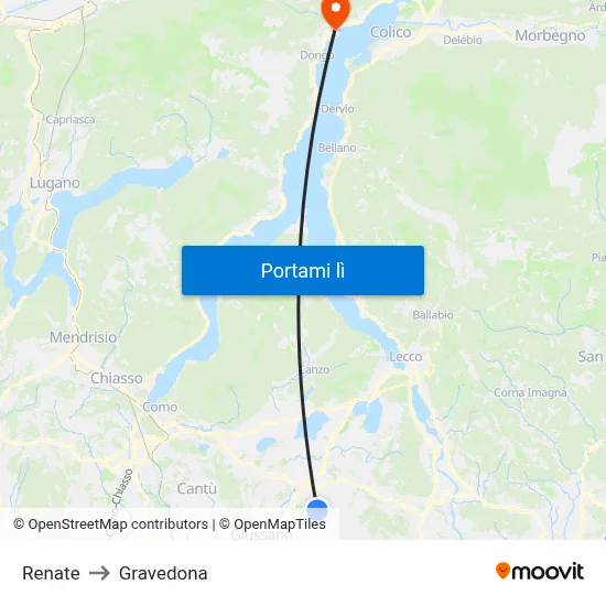 Renate to Gravedona map