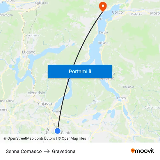 Senna Comasco to Gravedona map