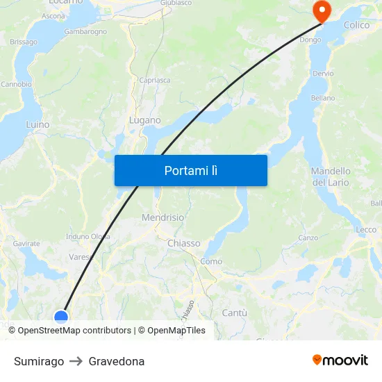Sumirago to Gravedona map