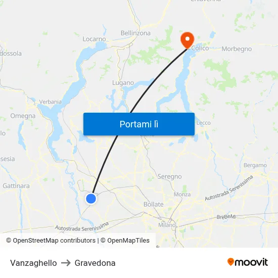 Vanzaghello to Gravedona map