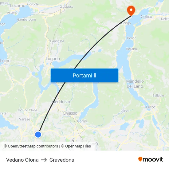 Vedano Olona to Gravedona map