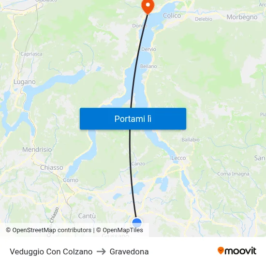 Veduggio Con Colzano to Gravedona map